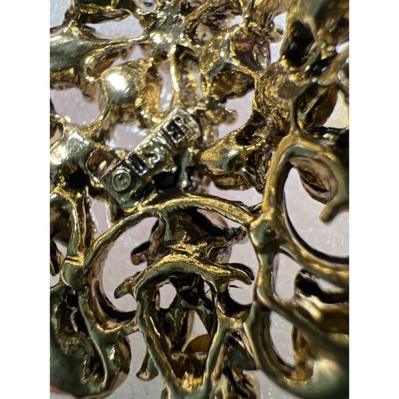 Lisner Two-tone Pink Faceted Rhinestone Brooch Layered Floral Dome Pin Signed - Picture 4 of 11